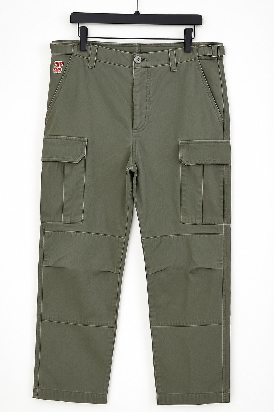 EMPYRE RELAX CARGO PANTS GREEN MENS SIZE 30x26 MILITARY SKATE Y2K BUTTON FLY